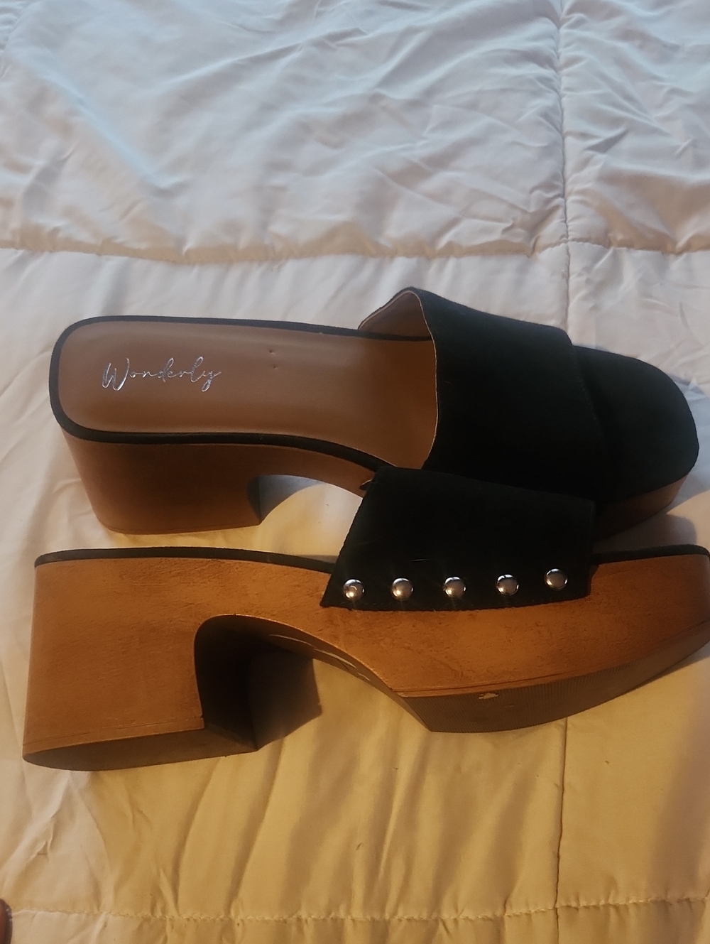 Windsor Black Suede Studded Platform Mules